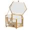 Home Details Vintage Mirrored Bottom Gold Hexagonal Glass Keepsake Box
